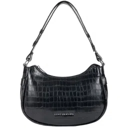 Lino Perros Black Textured Medium Shoulder Handbag image 1