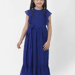 Eavan Kids Royal Blue Solid Maxi Dress image 1