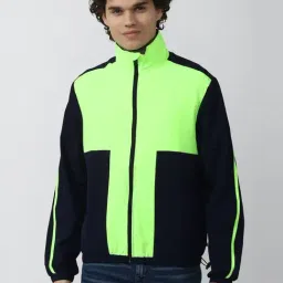 Forever 21 Green & Blue Regular Fit Colour Block Jacket-picture-14