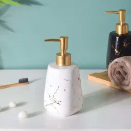 Nestasia ceramic durable marble finish white Liquid soap dispenser for Bathroom & Wash Basin(350 ml)-picture-13