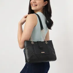 Fastrack MTO MTS Black Quilted Medium Shoulder Handbag image 1