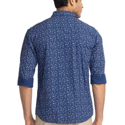 Park Avenue Blue Cotton Slim Fit Printed Shirt image 2