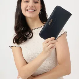 Fastrack MTO MTS Black Solid Zip Around Wallet for Women image 1