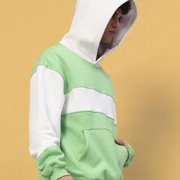 WEARDUDS Men Colourblocked Hood Pullover Sweatshirt image 3