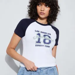 Ginger By Lifestyle Dark Blue Cotton Regular Fit Printed T-Shirt-picture-24