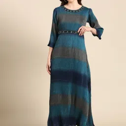 showoffff SHOWOFF Teal Embellished Gown image 1