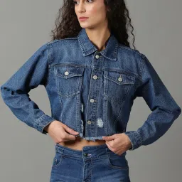 showoffff SHOWOFF Blue Regular Fit Denim Jacket image 1