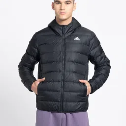 adidas Essentails Black Slim Fit Sports Hooded Jacket image 1
