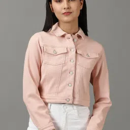 showoffff SHOWOFF Peach Regular Fit Denim Jacket image 1