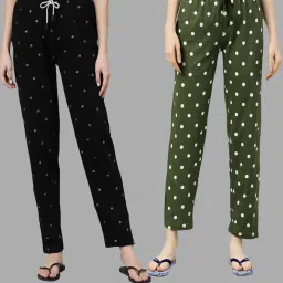 Kryptic Black & Green Printed Pure Cotton Elasticated Waist Band Regular Fit Pyjamas - Pack of 2 image 1