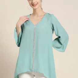 Qurvii Blue Embellished Top image 1