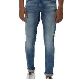 Mufti Blue Skinny Fit Heavily Washed Jeans image 1