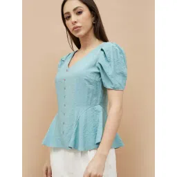 Code By Lifestyle Blue Regular Fit Top image 3
