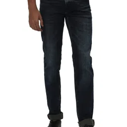 Mufti Dark Blue Regular Fit Lightly Washed Jeans image 1