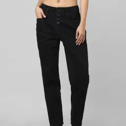 Only Black Cotton Relaxed Fit High Rise Jeans image 1