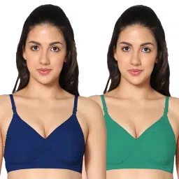 IN CARE Blue & Green Full Coverage Non-Wired T-Shirt Bra - Pack of 2 image 1