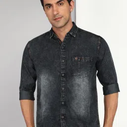 Kuons Avenue Charcoal Slim Fit Denim Shirt image 1
