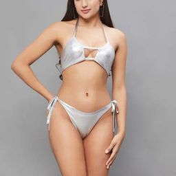 Secrets By ZeroKaata Silver Plain Swim Bikini Set-picture-49