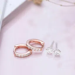 Zavya Evergreen White and Moment 92.5 Sterling Silver Stud & Hoop - Set of 2 image 1