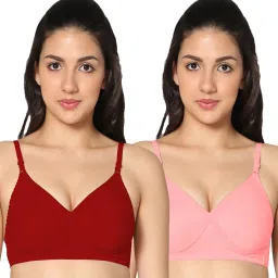 IN CARE Red & Pink Full Coverage Non-Wired T-Shirt Bra - Pack of 2 image 1