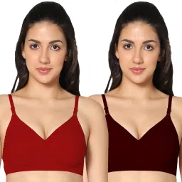 IN CARE Red & Maroon Full Coverage Non-Wired T-Shirt Bra - Pack of 2 image 1