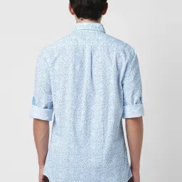 Van Heusen Blue Cotton Slim Fit Printed Shirt image 2