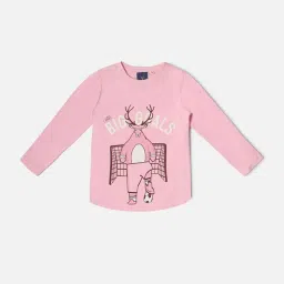 Allen Solly Junior Pink Printed Full Sleeves T-Shirt image 1