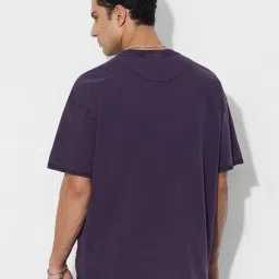 The Souled Store Purple Loose Fit Patchwork T-Shirt image 2