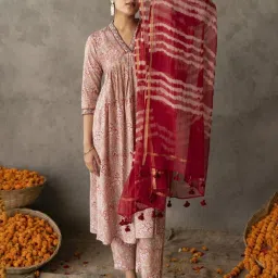 Akiso Reet Maroon Cotton Chanderi Leheriya Dupatta image 2