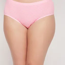 Clovia Pink Cotton Printed Hipster Panty image 1