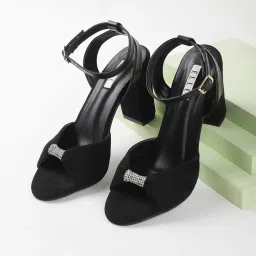 Elle Women's Black Ankle Strap Sandals image 1