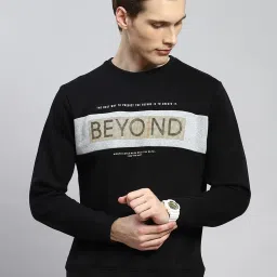 Monte Carlo Black Cotton Regular Fit Printed Sweatshirt image 1