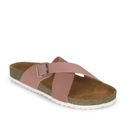 Mozafia Women's Pink Cross Strap Sandals image 2