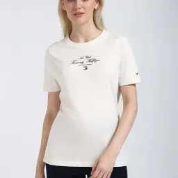 Tommy Hilfiger Beige Cotton Solid T-Shirt-picture-18