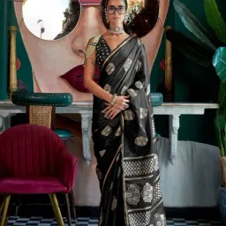 Vardha Black Woven Saree With Unstitched Blouse-image-52