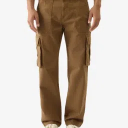 The Souled Store Brown Straight Fit Cargos-image-39
