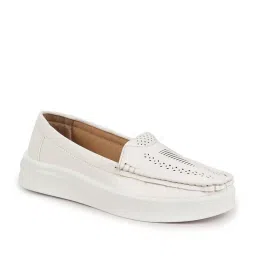 Fausto Women's White Casual Loafers image 2
