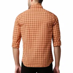 Basics Orange Slim Fit Checks Shirt image 2