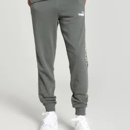 Puma ESS TAPE CAMO Grey Cotton Regular Fit Striped Sports Joggers-picture-14
