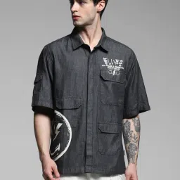 Jack & Jones Black Cotton Loose Fit Printed Shirt-picture-25