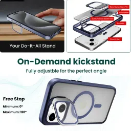 Sprig Back Cover for iPhone 15 Plus with Camera Glass Stand (Blue) image 2