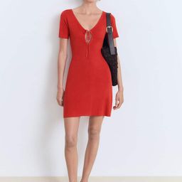 MANGO Tie-Up V-Neck Knitted A-Line Dress-picture-45