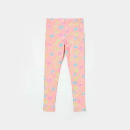 Fame Forever by Lifestyle Kids Peach Cotton Floral Print Leggings image 2