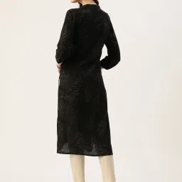 Amukti Black Rayon Tie-Dye Printed Three-Quarter Sleeves Kurta image 2