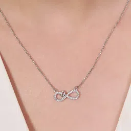Zavya 925 Silver Infinite Love Rhodium-Plated Necklace for Women image 2