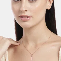 Zavya 925 Silver Radiant Rose Gold Elegance CZ Drop Pendant with Chain for Women image 2