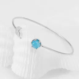 GIVA 92.5 Sterling Silver Gleaming Blue Fish Tail Bracelet for Women-picture-10