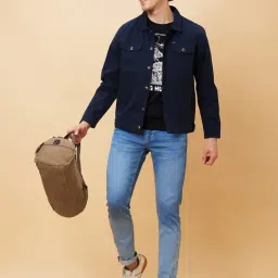 Being Human Dark Blue Oversized Jackets image 5