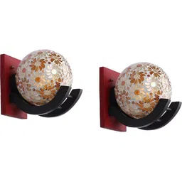 1ST TIME Orange & Red Printed Wood Spherical Shaped Wall Lamp-picture-17