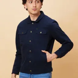 Being Human Dark Blue Oversized Jackets image 3